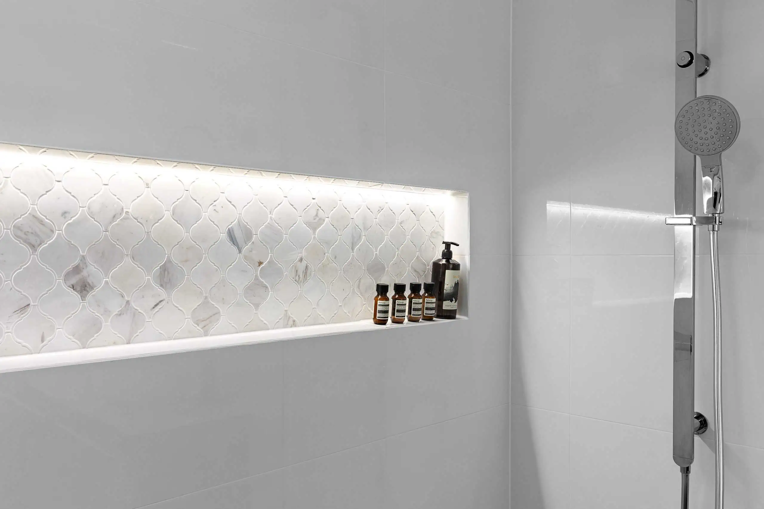 White bathroom with chrome details
