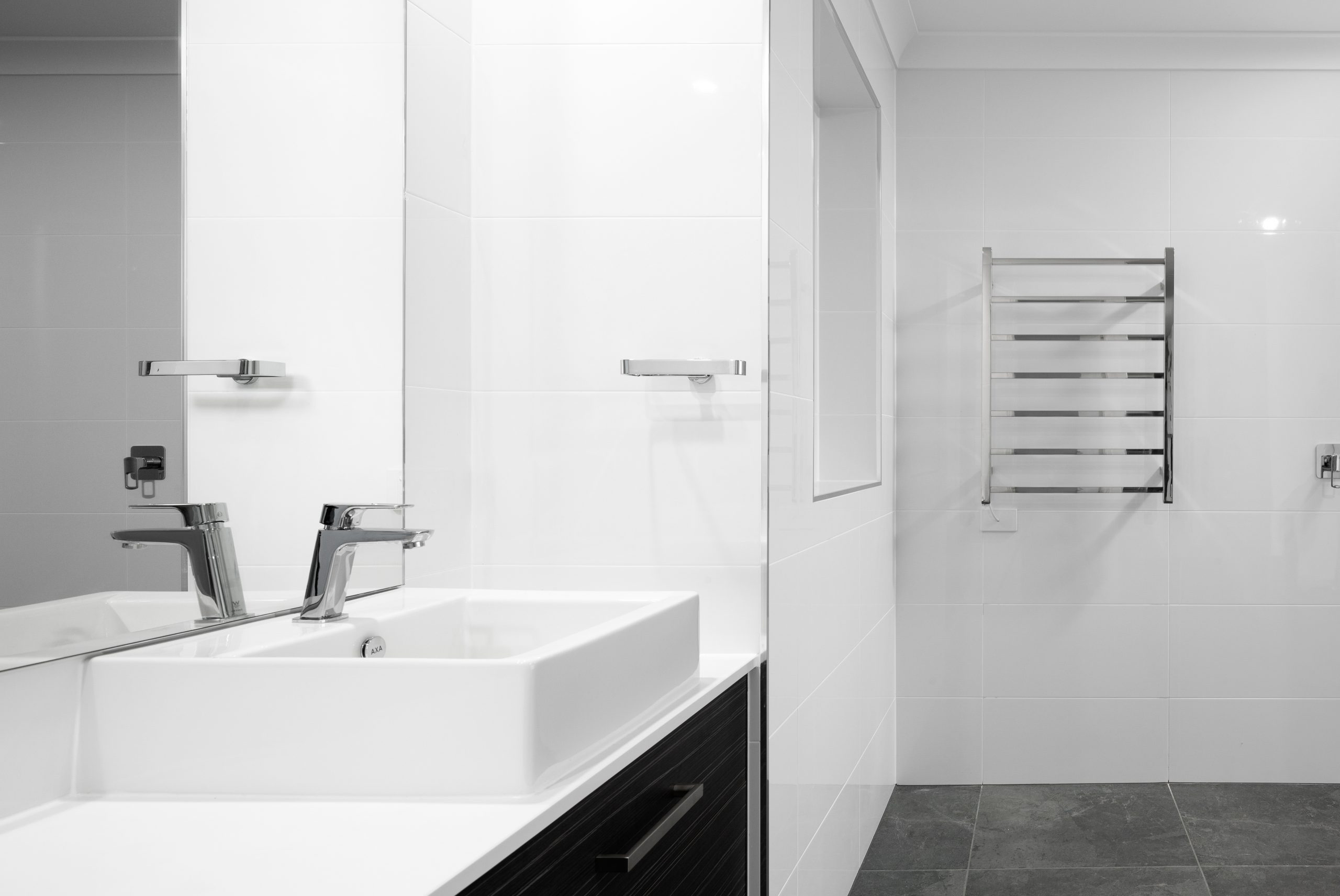 White bathroom with chrome details